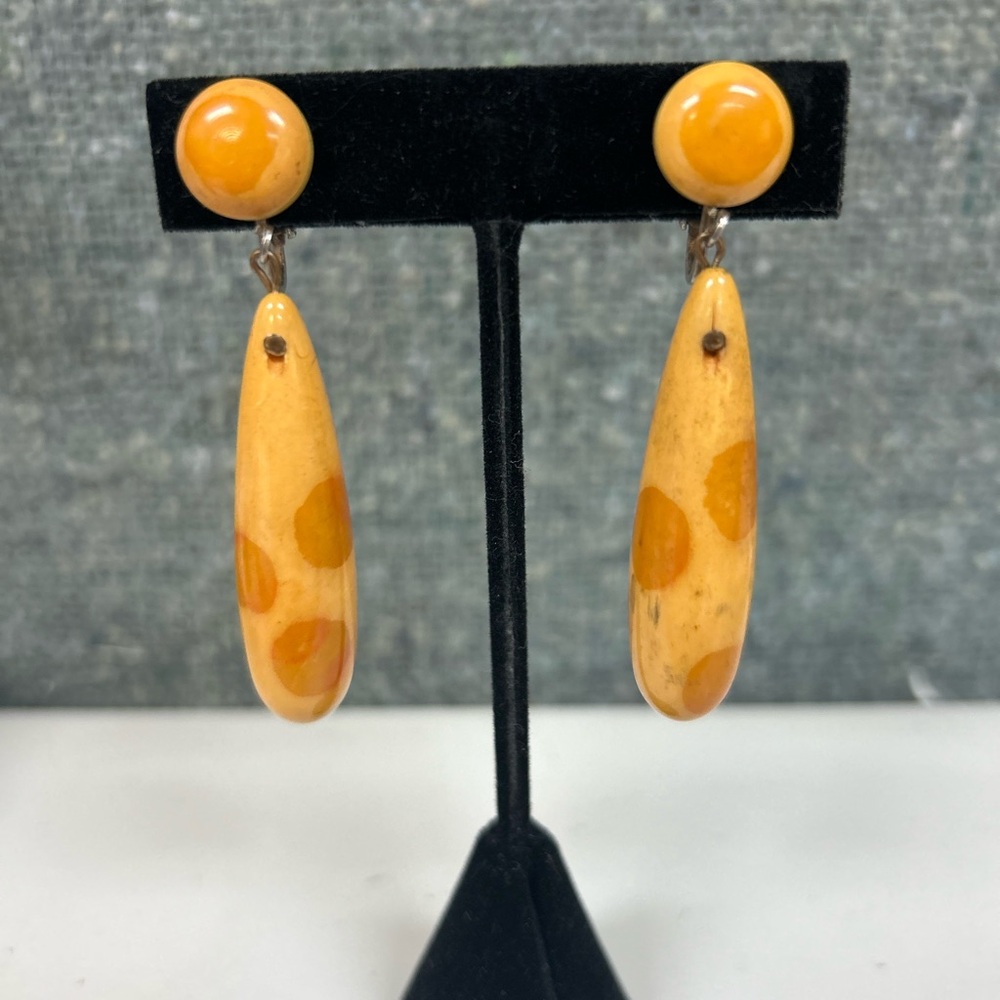 Vintage Bakelite Injected Polka Dot Earrings